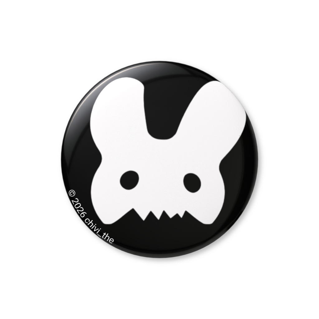 缶バッジ うさぎ[ モノクロ 32mm ]