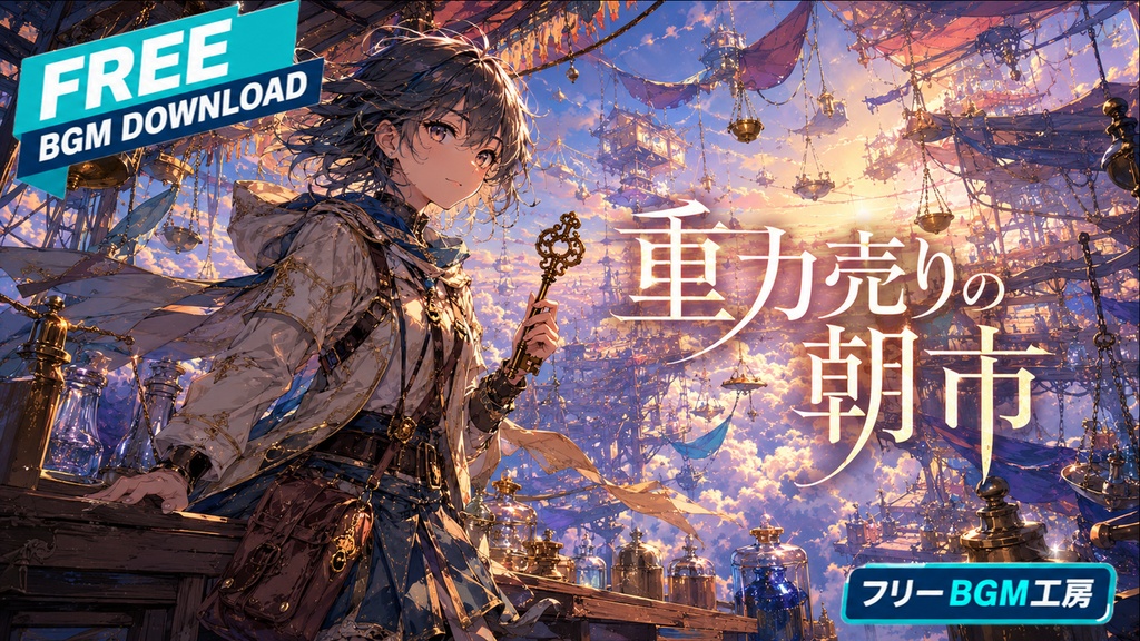 重力売りの朝市｜夜明けの空中市場で、重さを手放し明日を選ぶ逃亡劇。【フリーBGM / 歌あり】