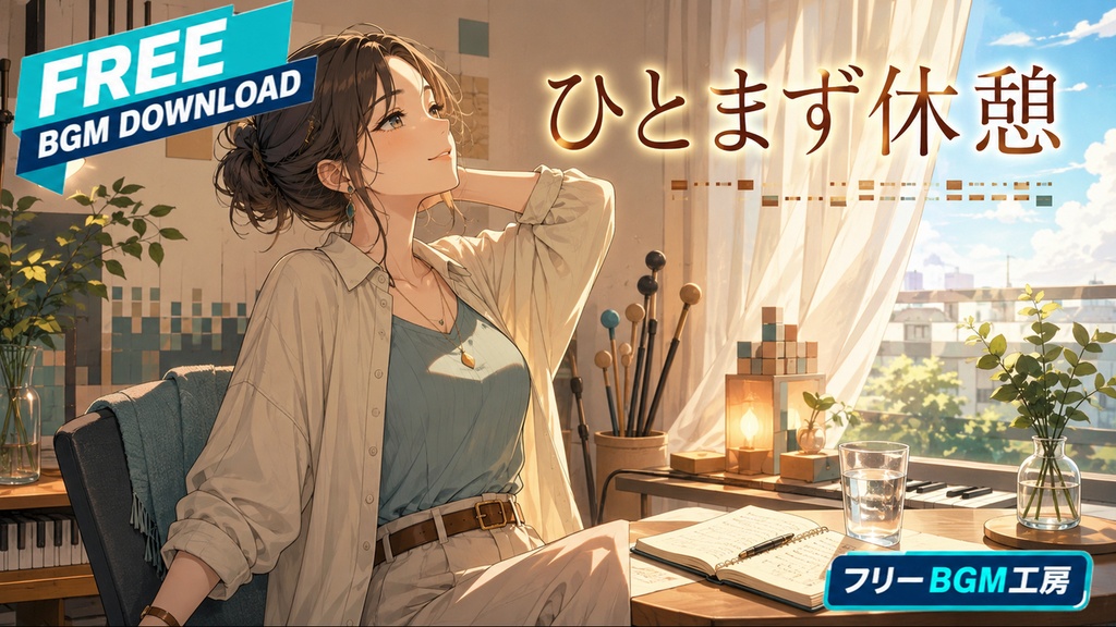 ひとまず休憩|鍵盤と打楽器が跳ねる、ひと休みを肯定する変則グルーヴ曲【フリーBGM / 歌あり】