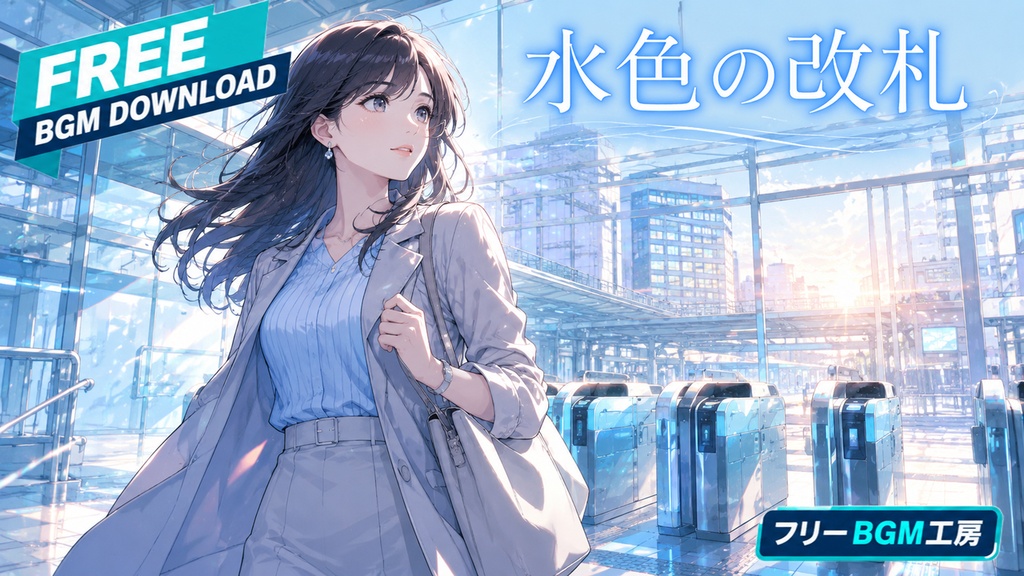 水色の改札|朝日の駅でお気に入りの靴を選び、働く自分へ踏み出す再出発の歌。【フリーBGM / 歌あり】