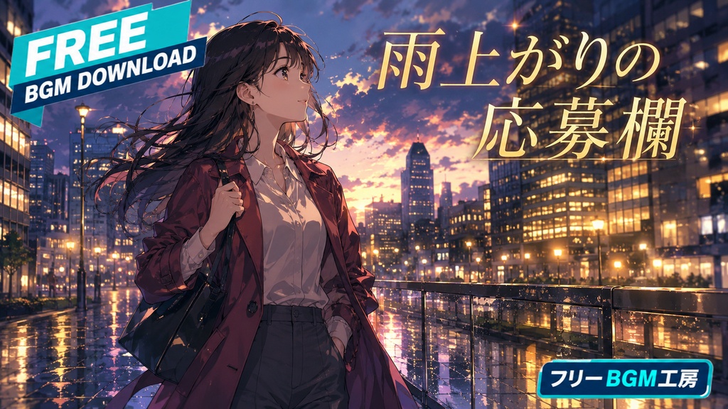 雨上がりの応募欄|雨上がりのオフィス街で、不安ごと未来へ応募するジャズポップ。【フリーBGM / 歌あり】