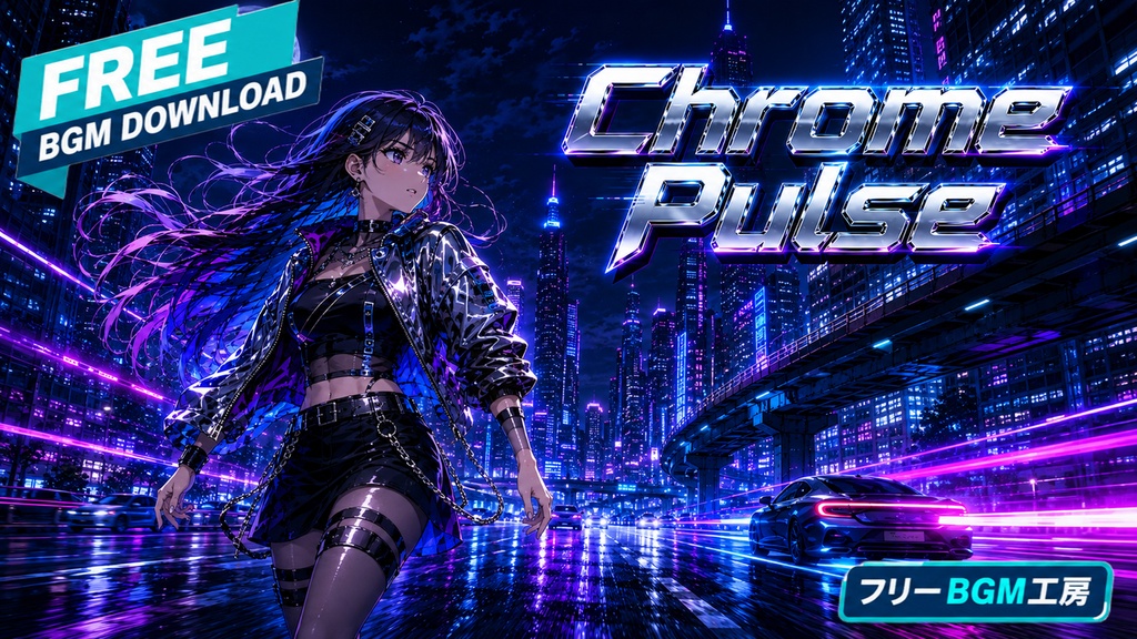 Chrome Pulse｜鋭いビートで夜の街を駆け抜ける、疾走感あふれるクールEDM。【フリーBGM / 歌あり】