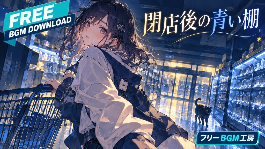 閉店後の青い棚｜誰もいない売り場が静かに踊り出す、軽快な夜の歌。【フリーBGM / 歌あり】