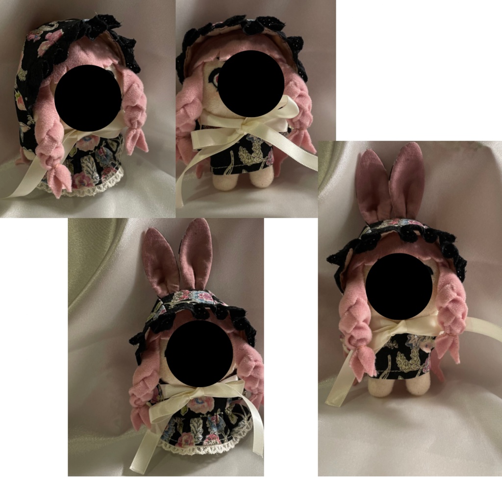 10cm用ぬい服 ボンネット風フード他