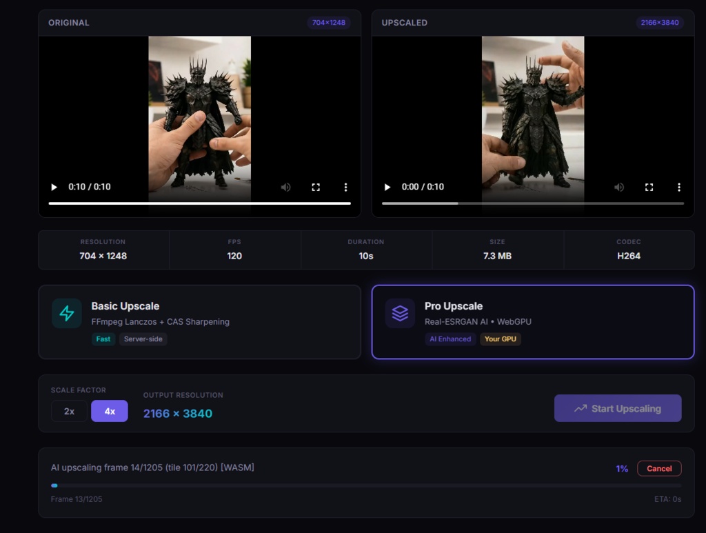 動画を4K、画像を8Kにアップスケール