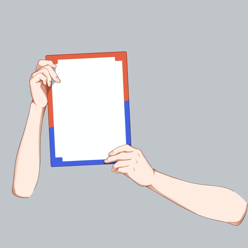 フリップを持った手の素材：高解像度版＆商用利用権