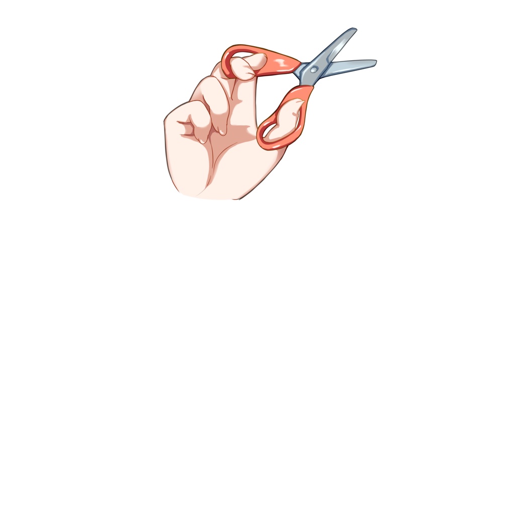 はさみを持った手の素材:高解像度版&商用利用権