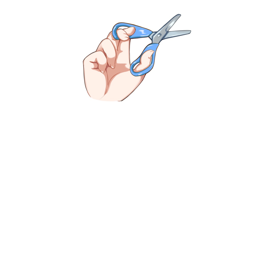 はさみを持った手の素材:高解像度版&商用利用権