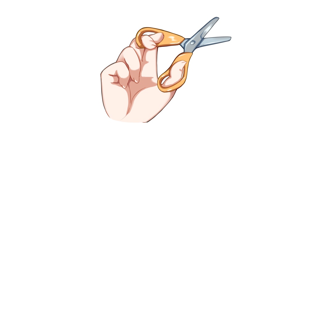 はさみを持った手の素材:高解像度版&商用利用権