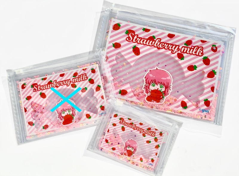 いちごミルクのビニールポーチ　大・小セット
