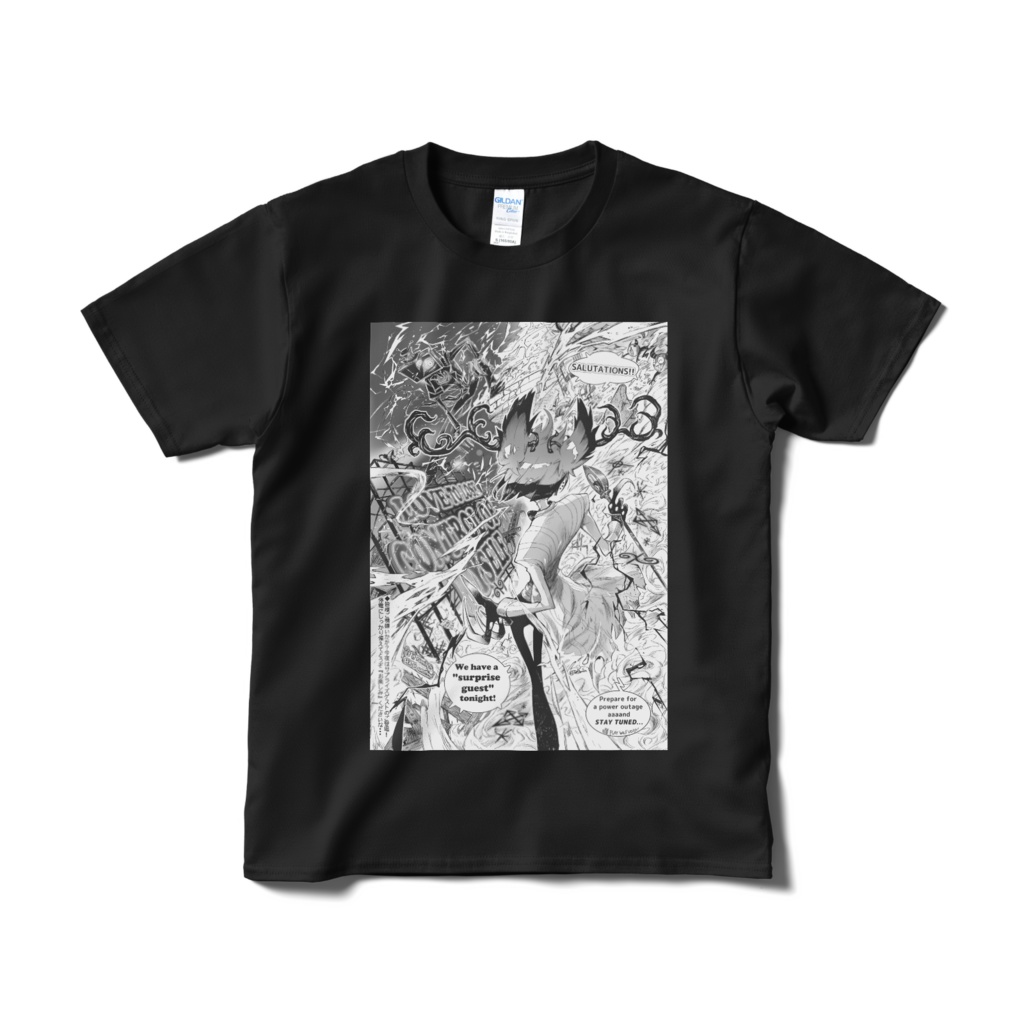 Ａ＆Ｖ　漫画風イラストＴシャツBK