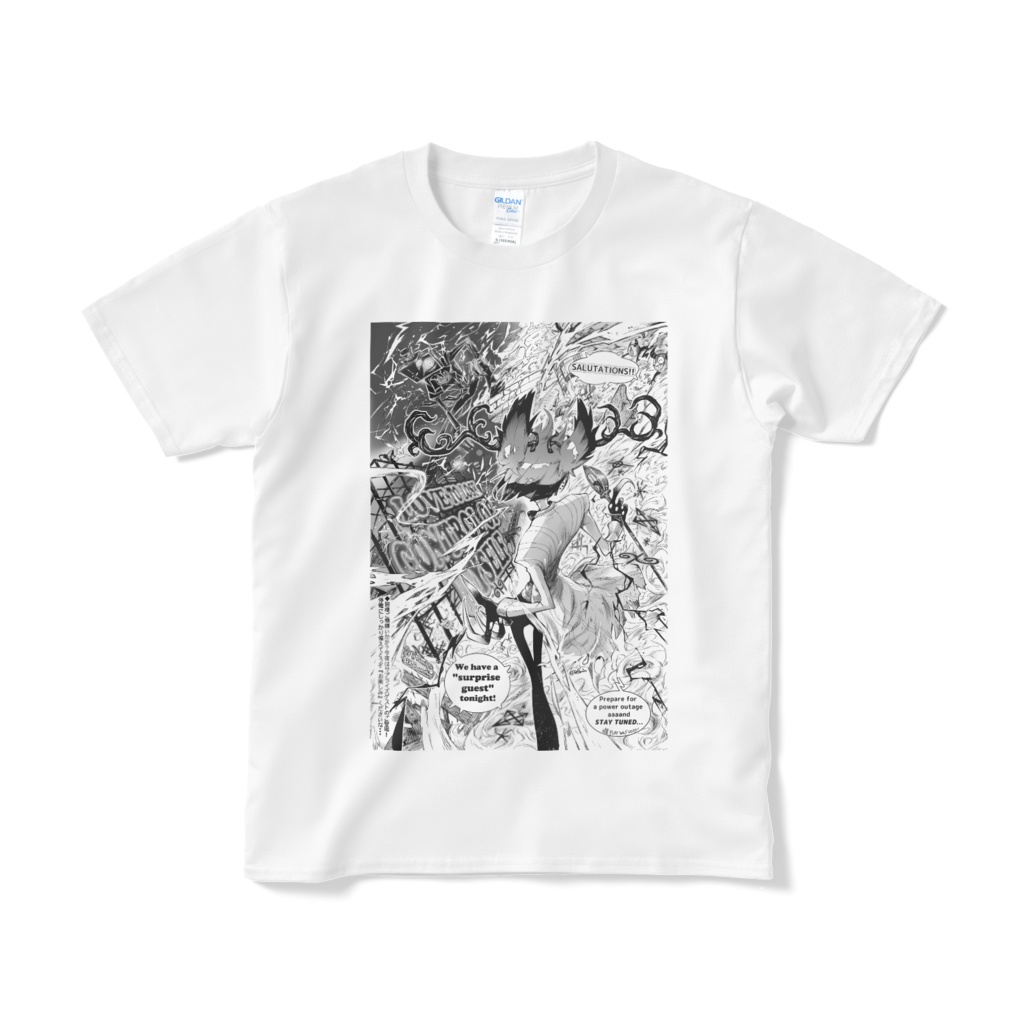 Ａ＆Ｖ　漫画風イラストＴシャツWH