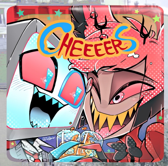 赤アクリルピンバッジ/Cheers! (6月下旬入荷)