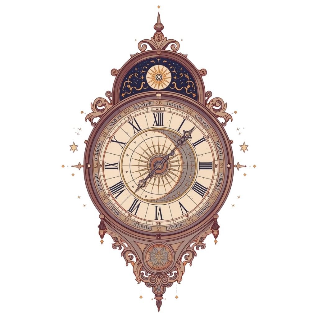 水彩画アンティーク時計のクリップアート素材13点セット|PNG背景透過