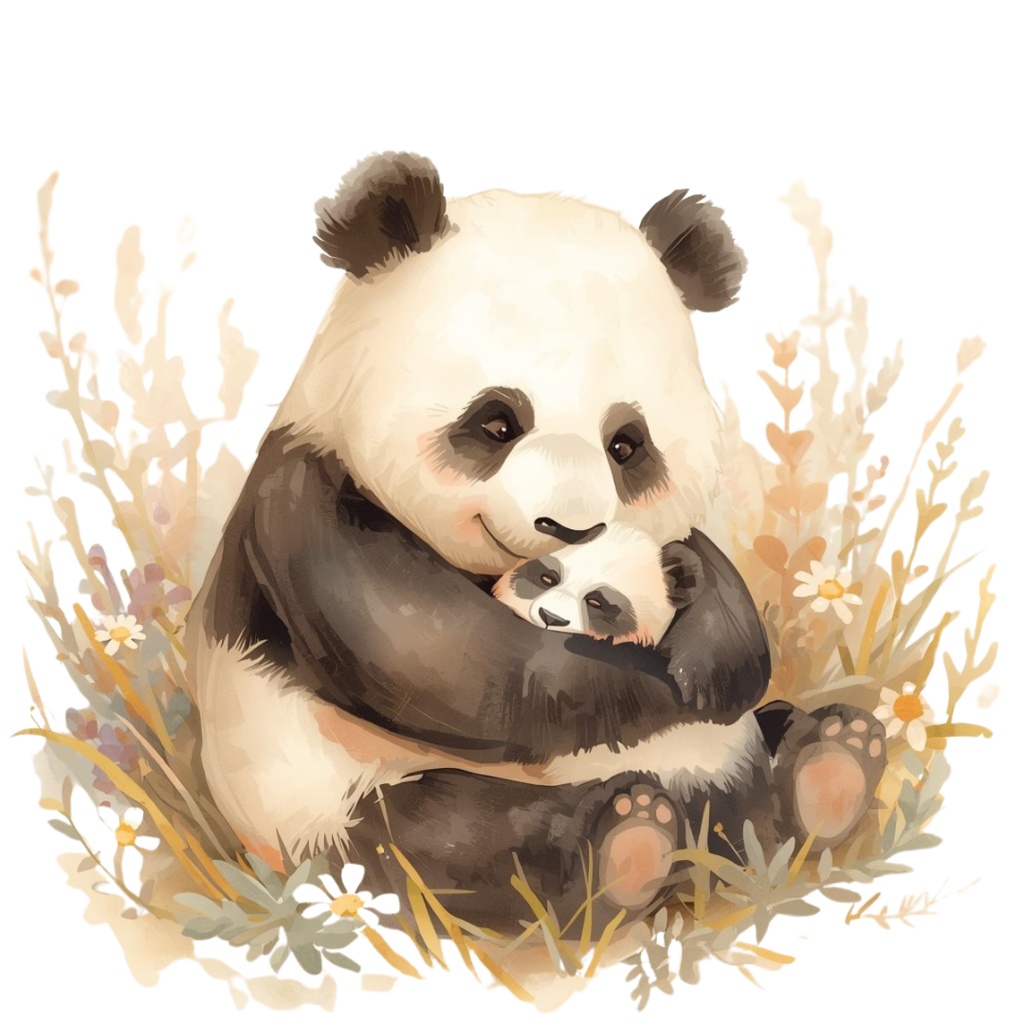 ふんわり可愛い動物親子の水彩画クリップアート素材12点セット|PNG背景透過