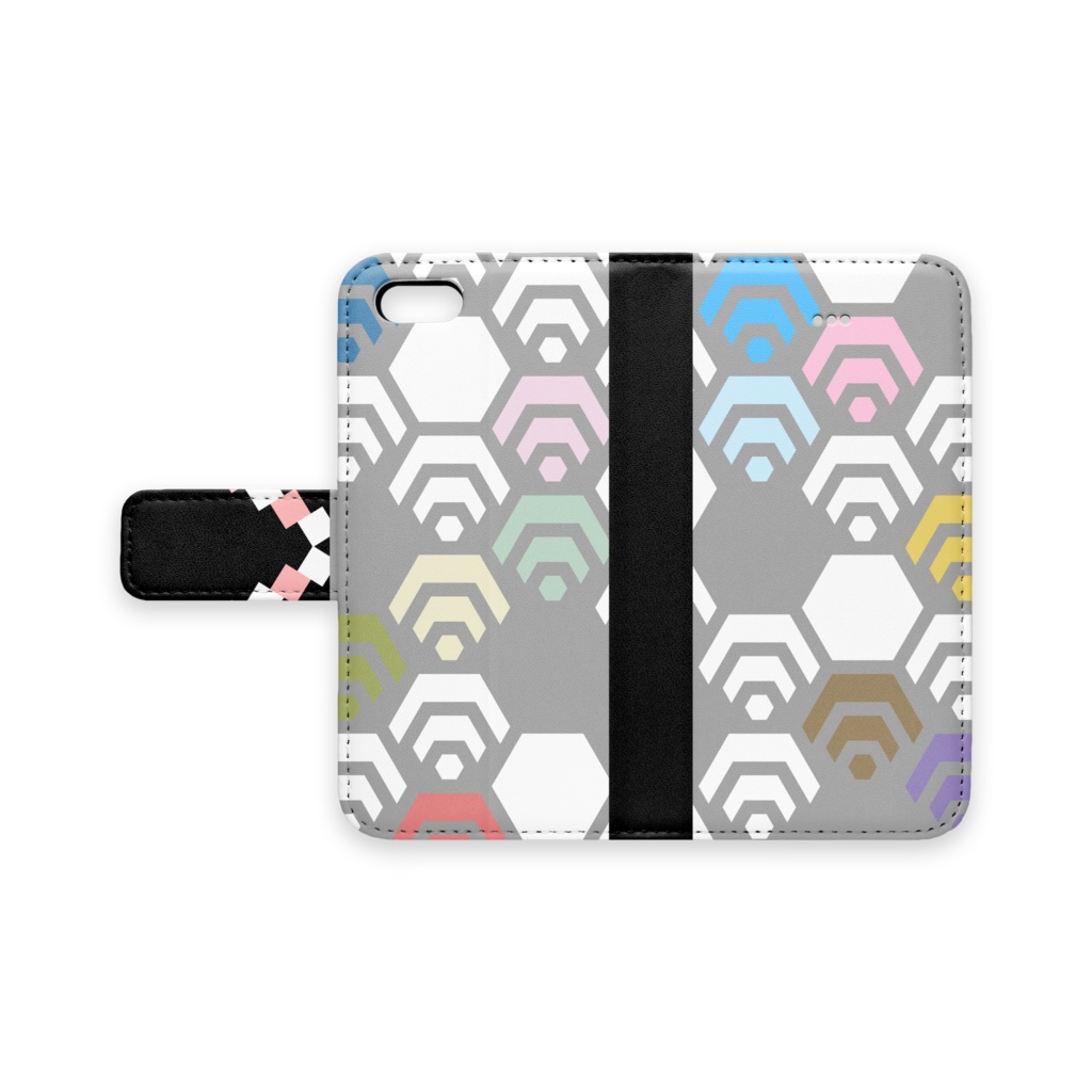 鱗地紋　手帳型スマホケース