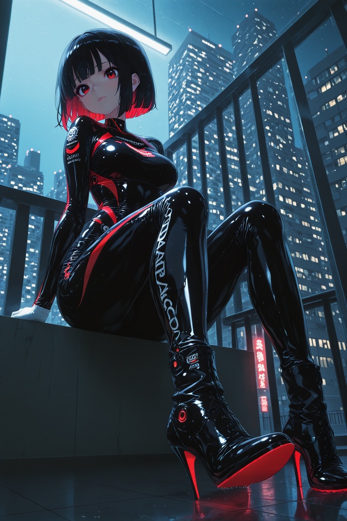 【Cyberpunk RQ】光沢ラテックス少女 CGセット Vol.1 - AI生成差分パック