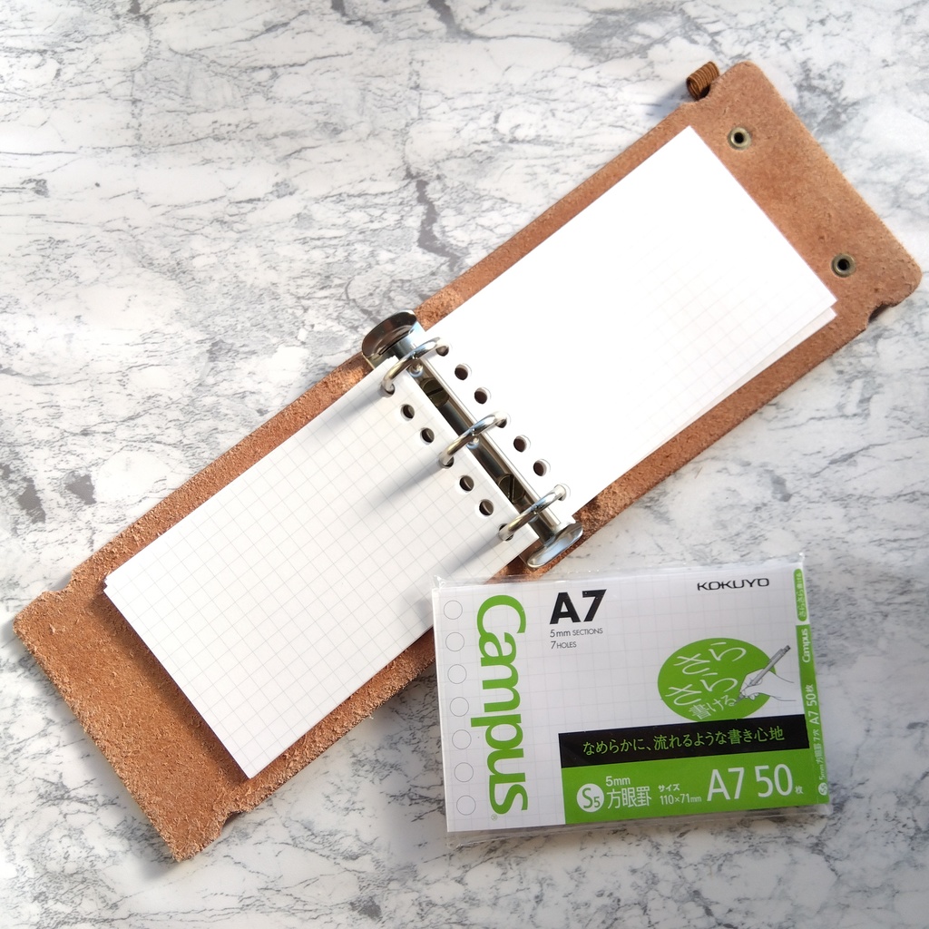 大容量ルーズリーフA7用本革バインダー