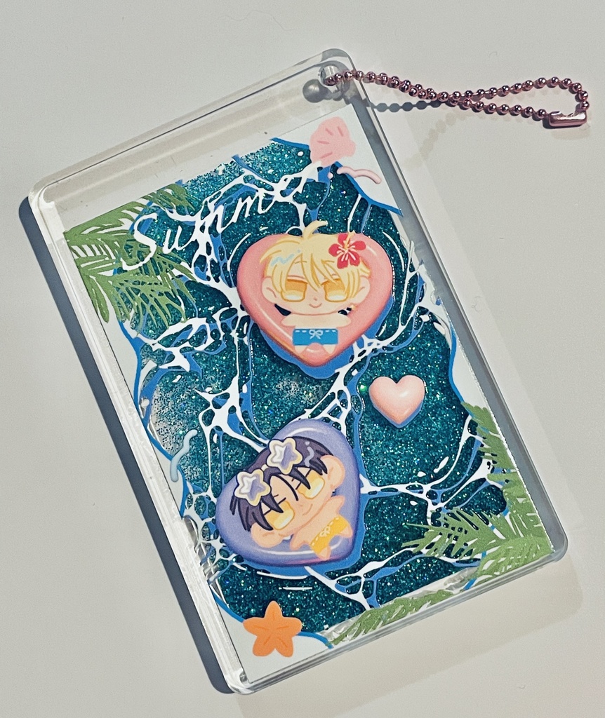 🍑💎流れるグリッターキーホルダー