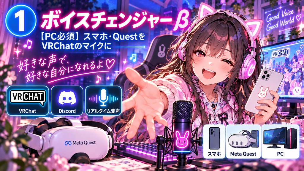 ボイスチェンジャー β【PC必須】スマホ・QuestをVRChatのマイクに