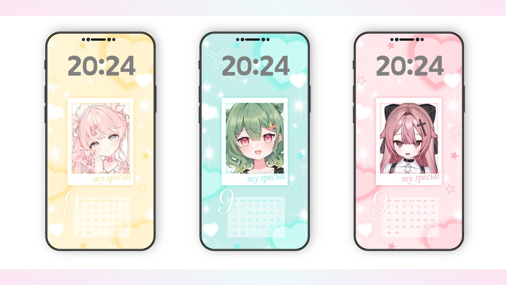 【Xでの反応必須】推しをin!チェキ風カレンダー付ロック画面【フリー素材】