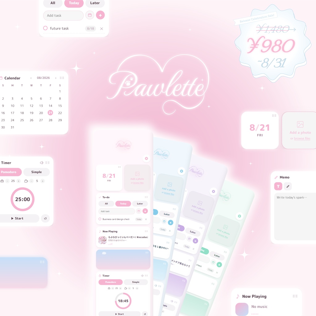 🐾 Pawlette|かわいいきせかえデスクトップウィジェット【Windows対応】