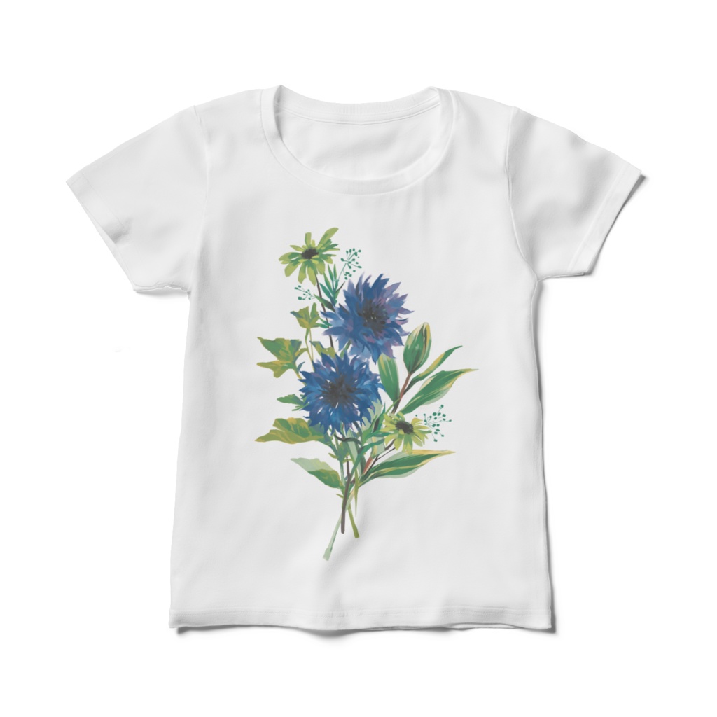 青い花Tシャツ