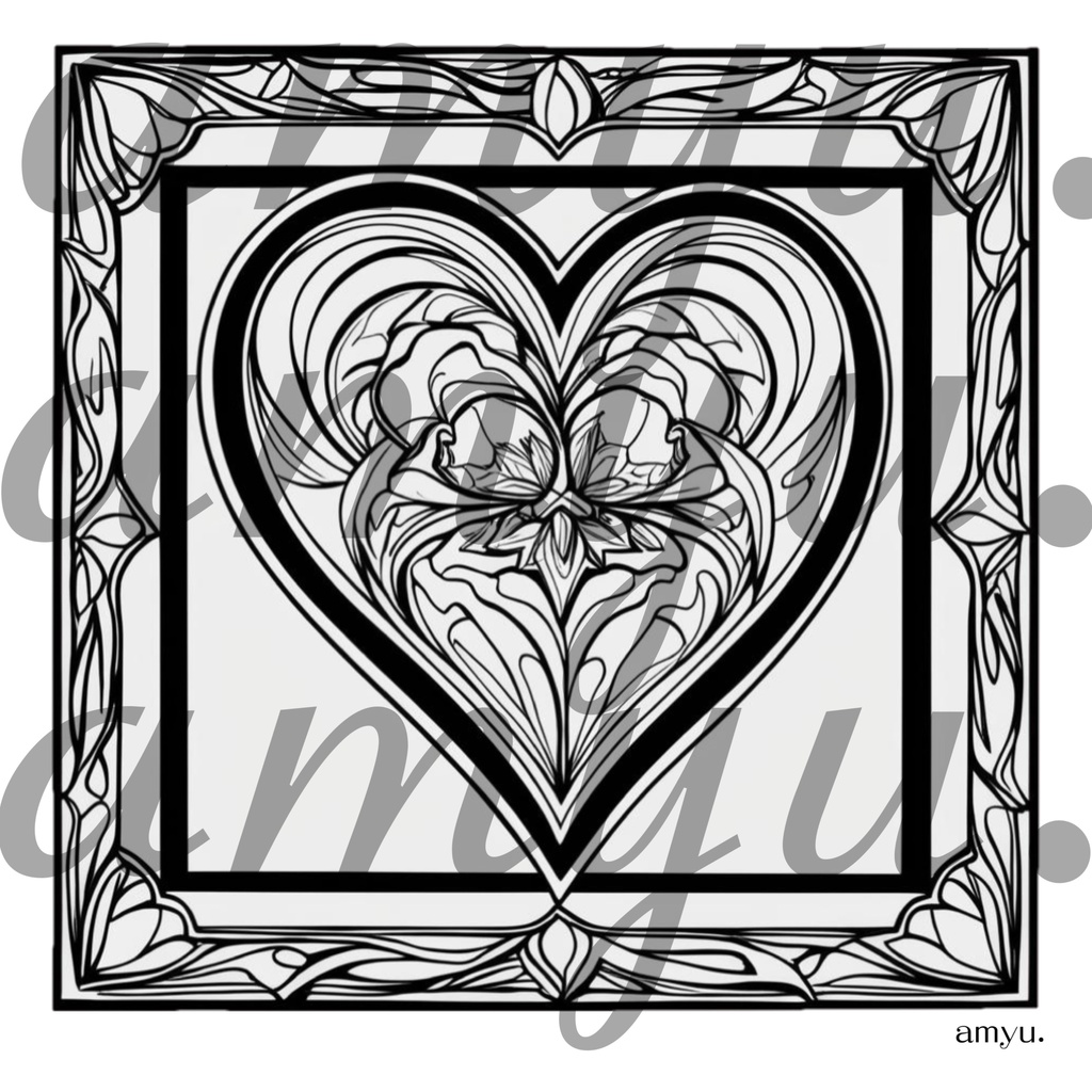 ハートの塗り絵 5種