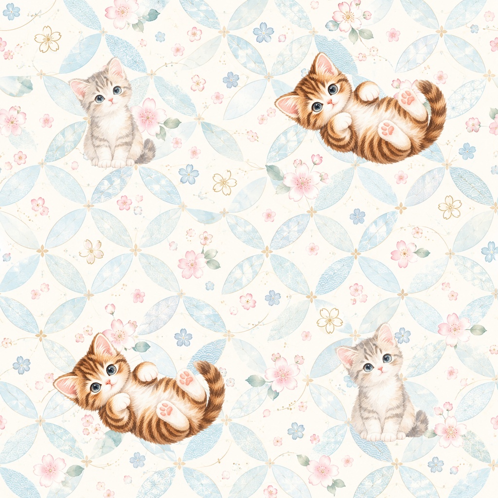 猫と和柄の春模様