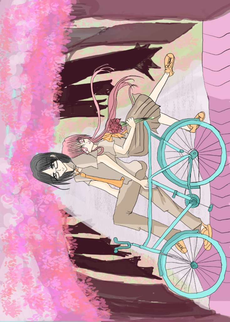 桜色の青春オリジナルイラストポストカード