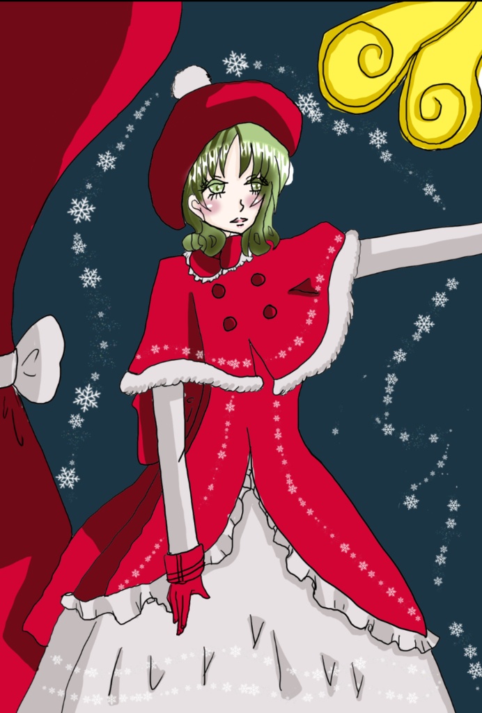聖夜の赤い魔法オリジナルイラストポストカード