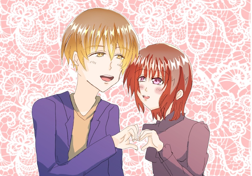 桜色のふたりオリジナルイラストポストカード