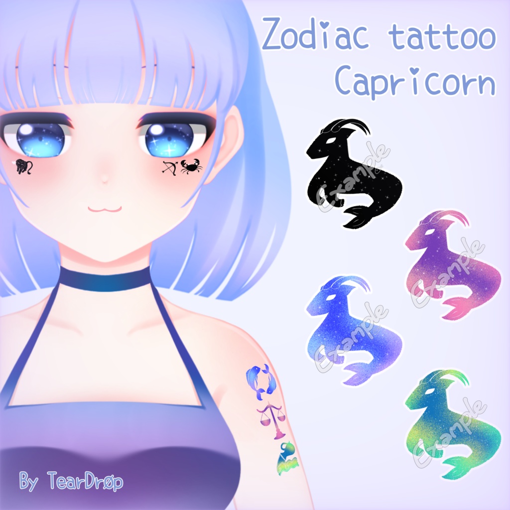 〚PNG〛 Capricorn Zodiac Art Tattoo