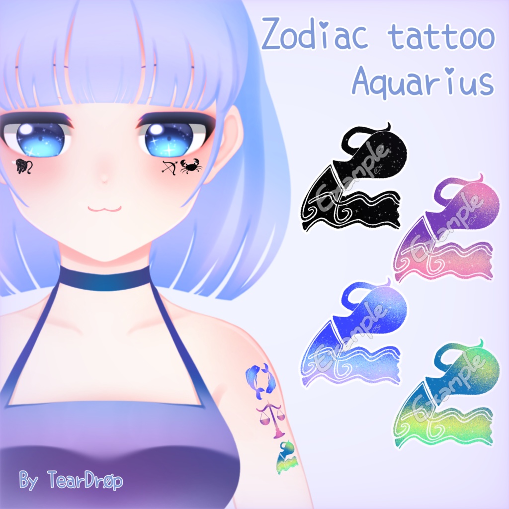  〚PNG〛 Aquarius Zodiac Art Tattoo