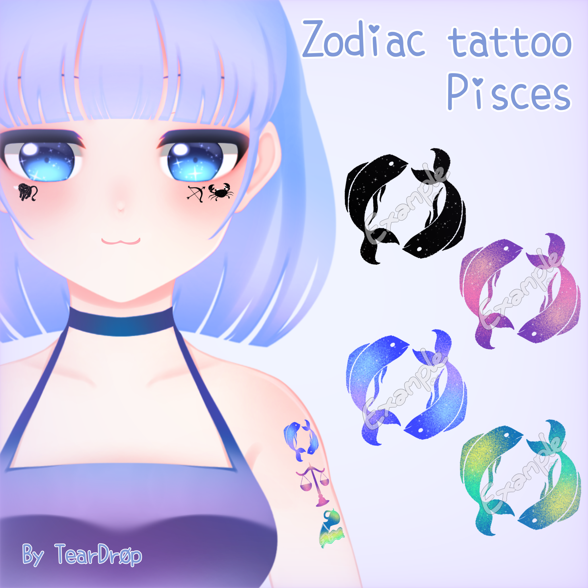 〚PNG〛 Pisces Zodiac Art Tattoo