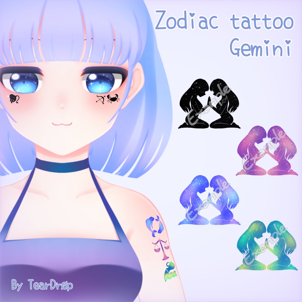  〚PNG〛 Gemini Zodiac Art Tattoo