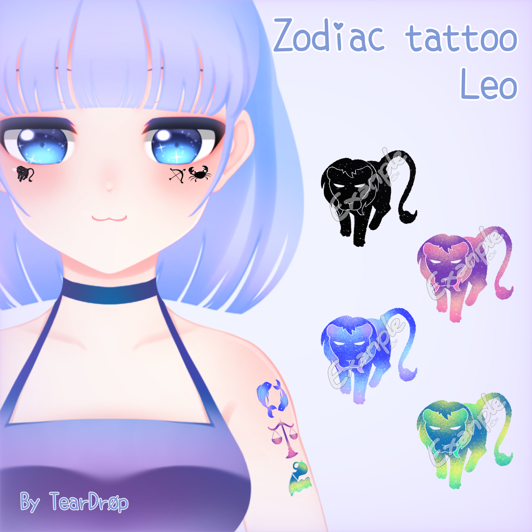 〚PNG〛 Leo Zodiac Art Tattoo
