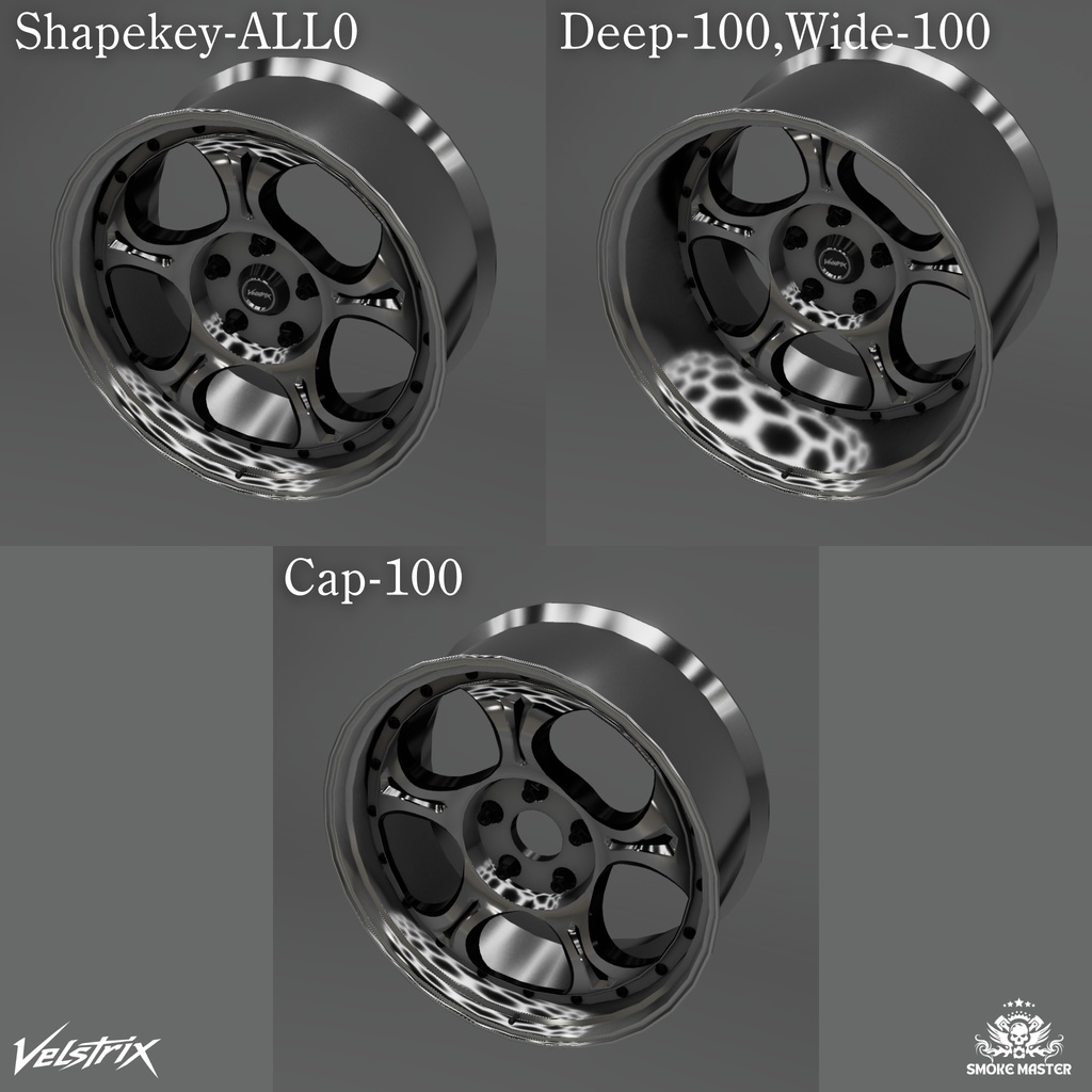 【CVS2向け】VelstriX Reaphalt オリジナルデザインアルミホイール3Dモデル【VRChat】