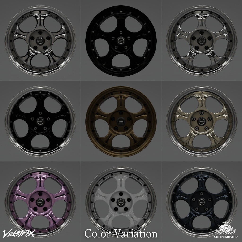 【CVS2向け】VelstriX Reaphalt オリジナルデザインアルミホイール3Dモデル【VRChat】