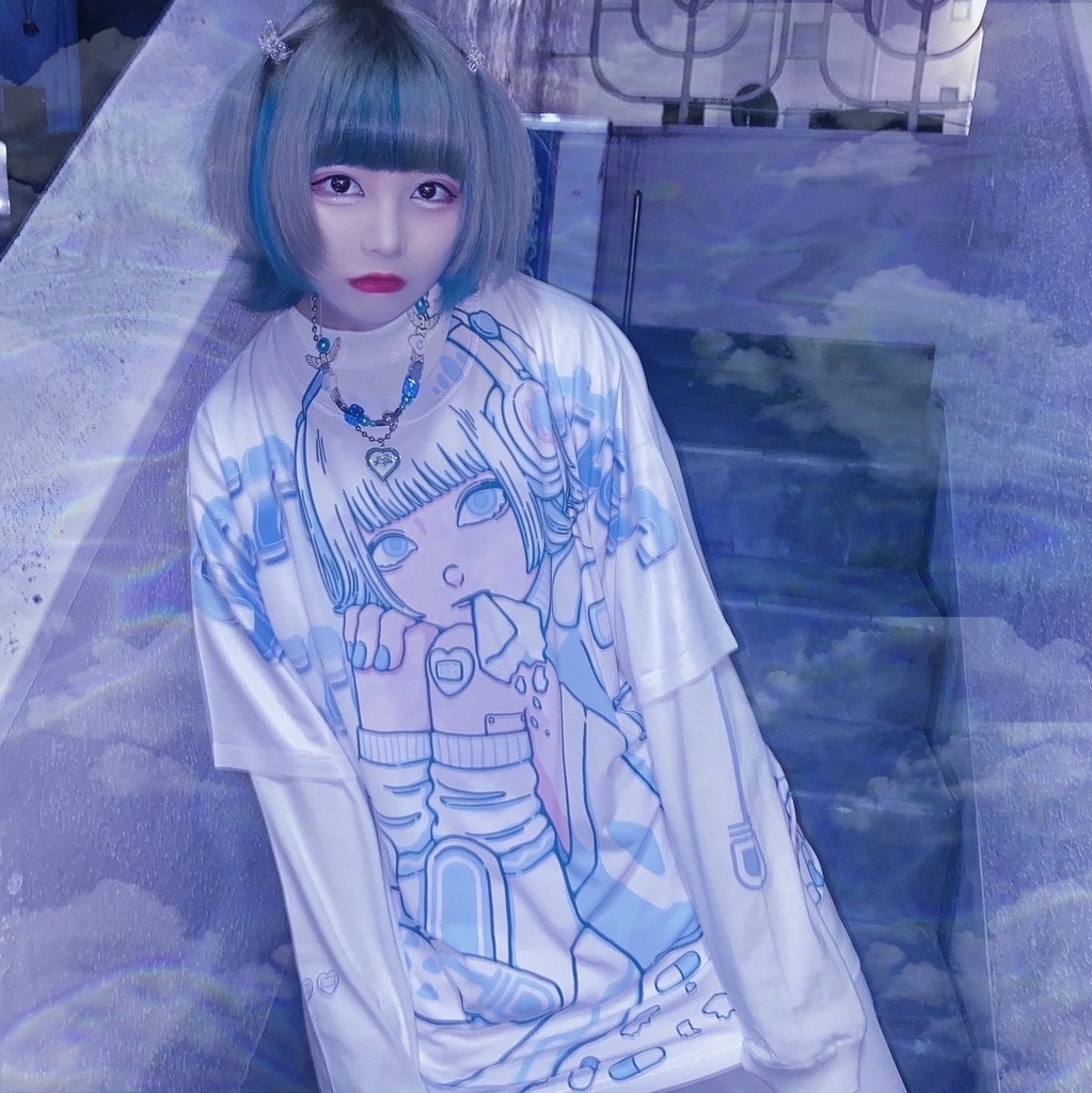 水色フルグラフィックTシャツ