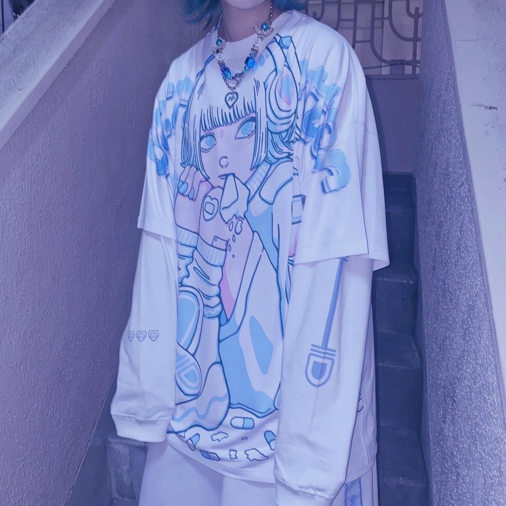 水色フルグラフィックTシャツ