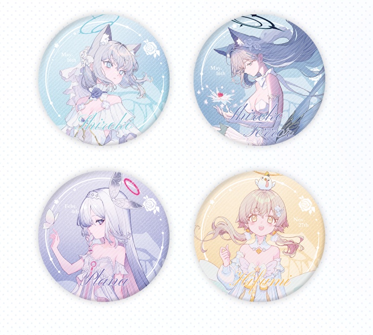bluearchive ブルーアーカイブ Blue Archive プラナ 阿慈谷ヒフミ 砂狼シロコ 砂狼クロコ 缶バッジ