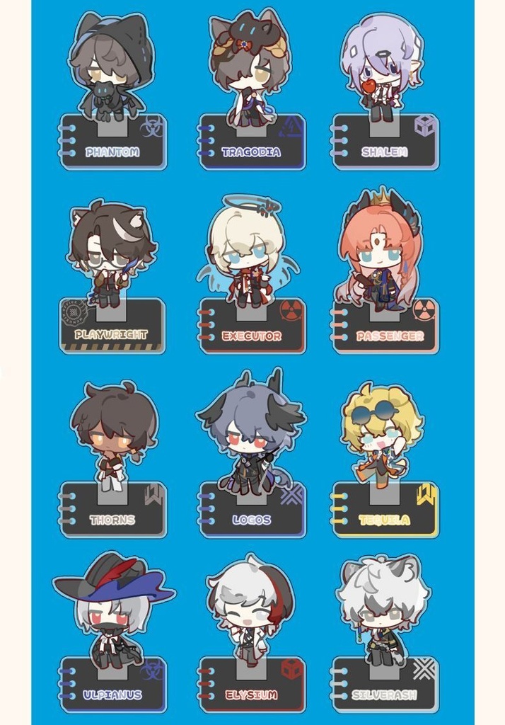 Arknights アークナイツ 明日方舟 ファントム イグゼキュター パッセンジャー ソーンズ ロゴス logos テキーラ ウルピアヌス エリジウム シルバーアッシュ トラゴディア シャレム 剧作家 アクリルスタンド 缶バッジ