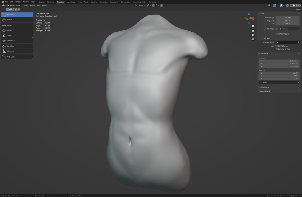 3Dモデル 胴体ベース素材（middle版・胸筋・胸マスク）blenderファイル