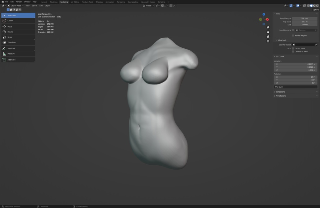 3Dモデル 全身ベース素材 middle版 blenderファイル