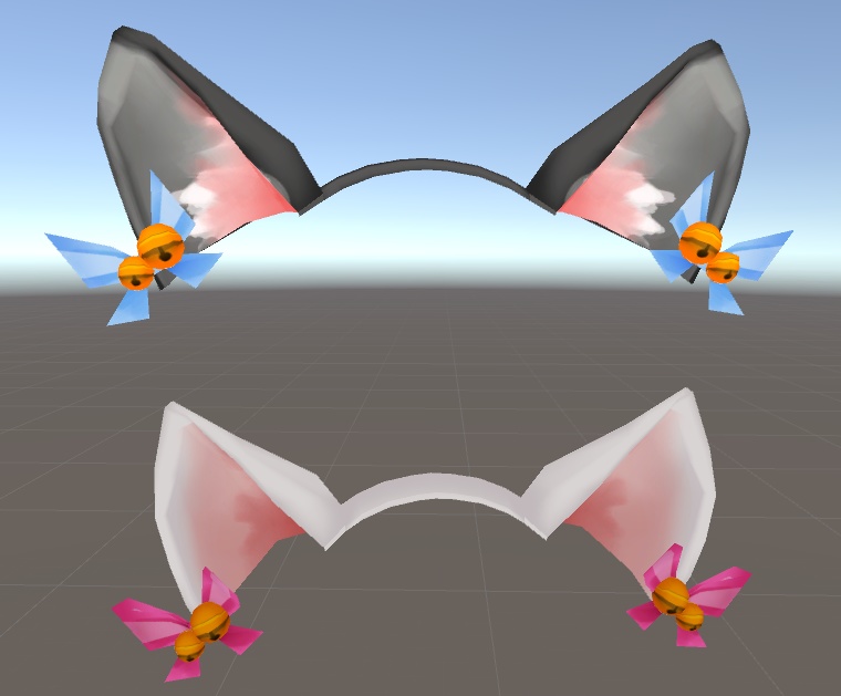 猫耳+リボン