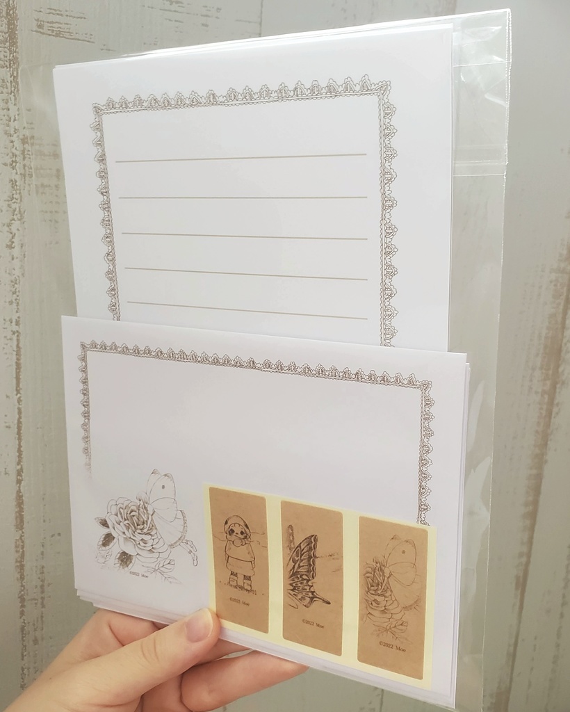 バラちょうちょレターセット (しばちょポストカード3枚付き)