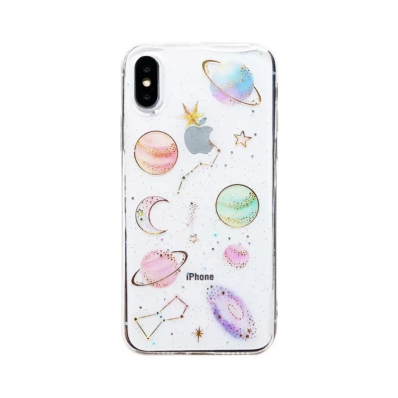 宇宙星月 可愛い 宇宙星月 透明 デザイン Iphoneケース 携帯カバー