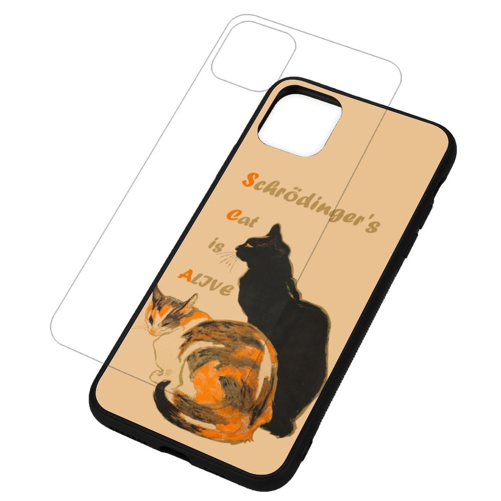 【シュレディンガーの猫】強化ガラス iPhoneケース
