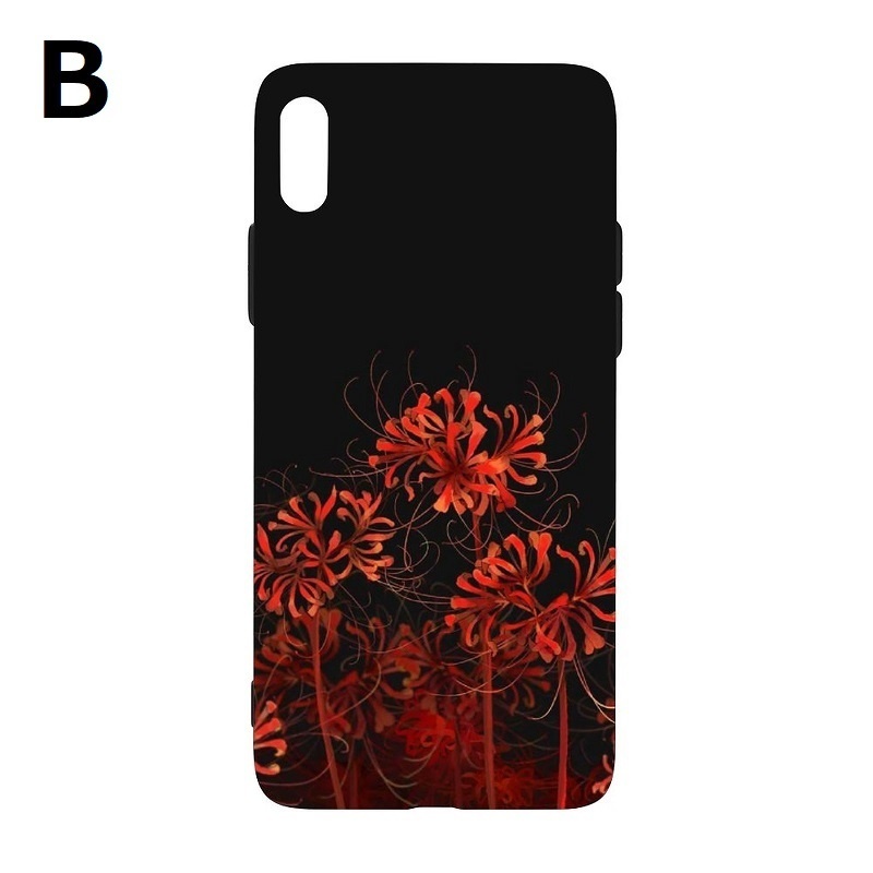 【彼岸花】側面黒 iPhoneソフトケース